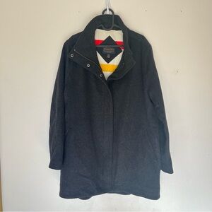 Pendleton Wool Pea Coat Charcoal Gray Zip Long Winter Jacket Fall